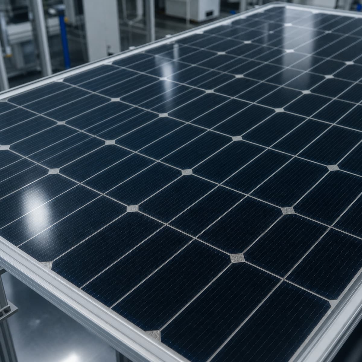 Close-up of bifacial solar module technology